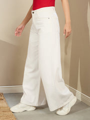 Women White Low Waist Wide Leg Baggy Jeans-SFJEAN0711