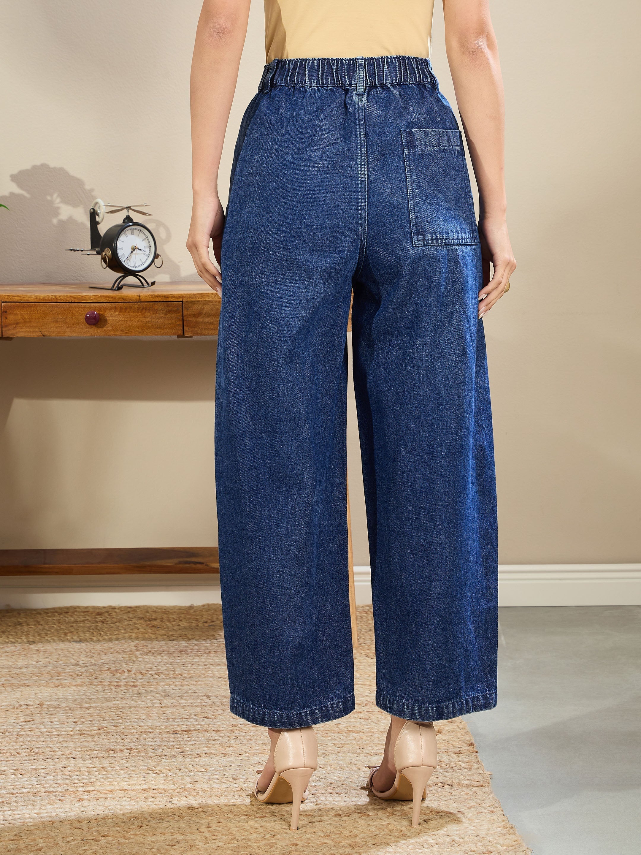 Women Dark Blue Balloon Fit Jeans-SFJEAN0716