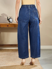 Women Dark Blue Balloon Fit Jeans-SFJEAN0716