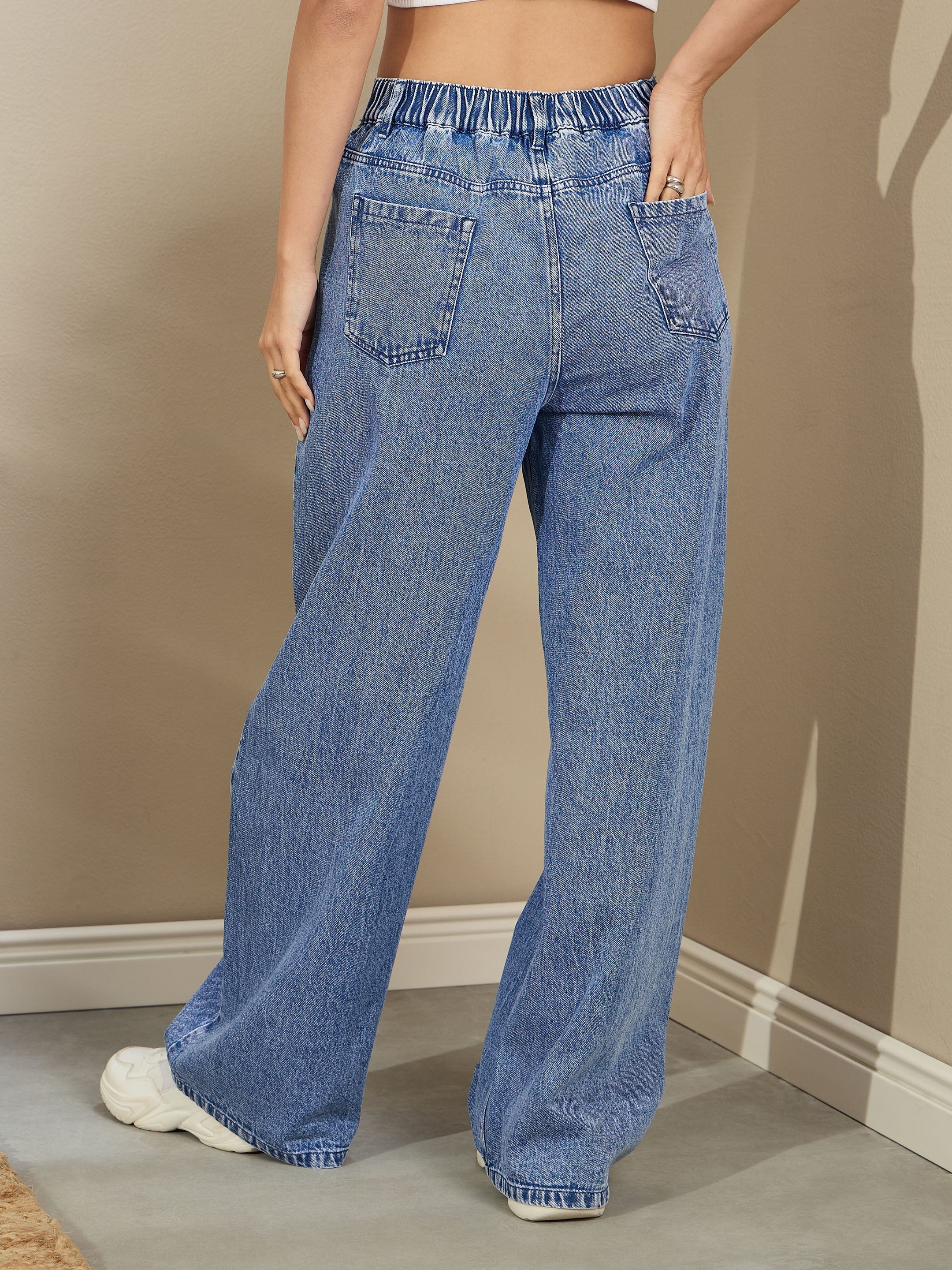 Women Blue Wash High Waist Straight Fit Jeans-SFJEAN0719