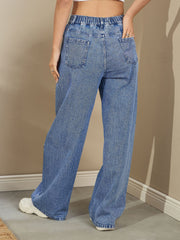 Women Blue Wash High Waist Straight Fit Jeans-SFJEAN0719