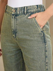 Women Green Washed Tapered Jeans-SFJEAN0721