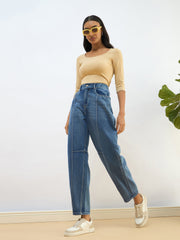 Women Blue Washed Balloon Fit Jeans-SFJEAN0728