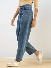 Women Blue Washed Balloon Fit Jeans-SFJEAN0728