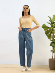 Women Blue Washed Balloon Fit Jeans-SFJEAN0728
