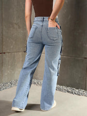 Women Blue Cargo Pockets Jeans-SFJEAN0784-Blue