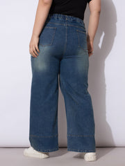 Women Navy Wash Hem Seam Straight Fit Jeans-SFJEAN0790