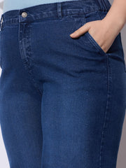 Women Navy Acid Wash Straight Fit Jeans-SFJEAN0792