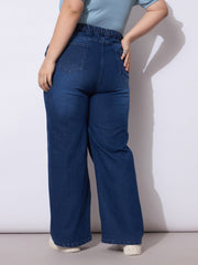 Women Navy Acid Wash Straight Fit Jeans-SFJEAN0792