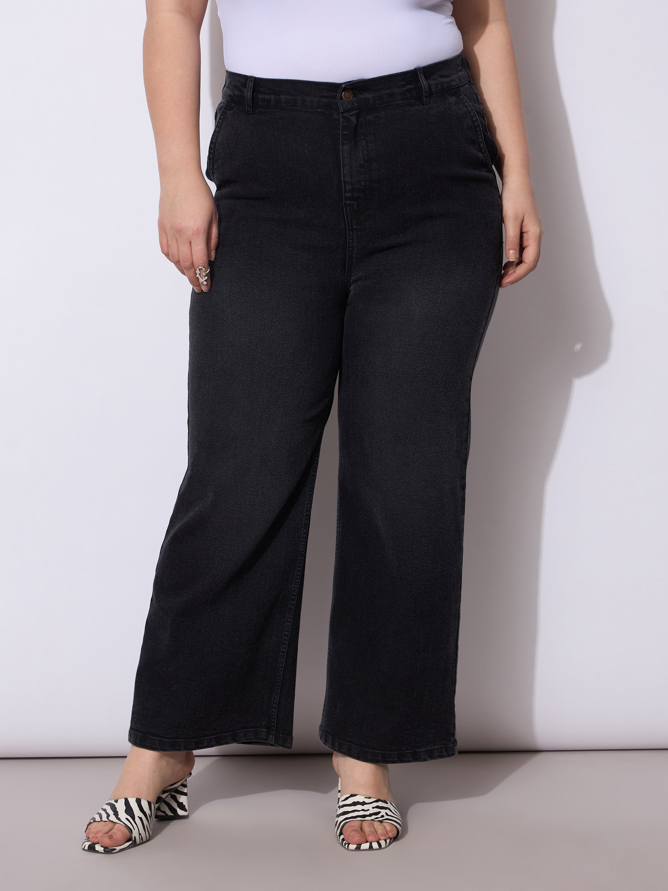 Women Black Acid Wash Straight Fit Jeans-SFJEAN0793