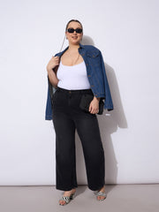 Women Black Acid Wash Straight Fit Jeans-SFJEAN0793