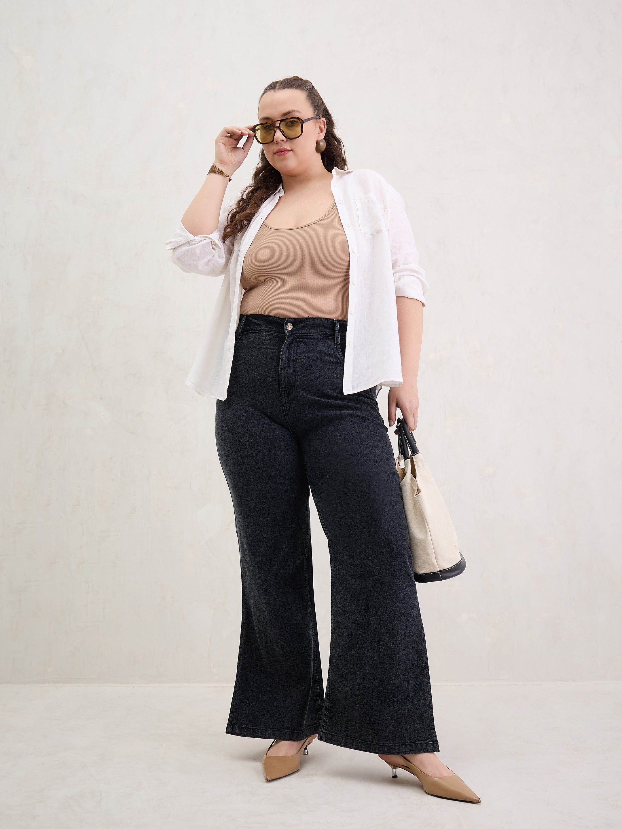 Women Black Blast Hem Slit Straight Jeans-SFJEAN0795