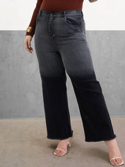 Women Black Ombre Straight Jeans-SFJEAN0796