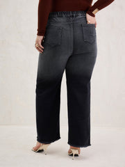 Women Black Ombre Straight Jeans-SFJEAN0796