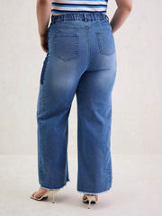 Women Blue Side Colour Block Straight Jeans-SFJEAN0798