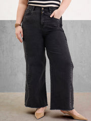 Women Black Side Colour Block Straight Jeans-SFJEAN0799
