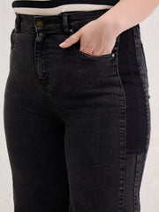 Women Black Side Colour Block Straight Jeans-SFJEAN0799