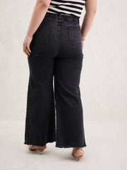 Women Black Side Colour Block Straight Jeans-SFJEAN0799