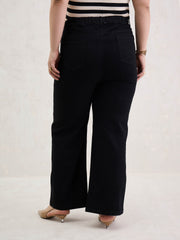 Women Black Patched Straight Jeans-SFJEAN0801