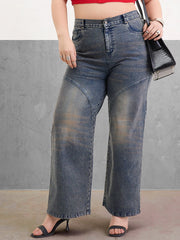 Women Blue Acid Wash Front Stitch Straight Jeans-SFJEAN0805