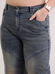 Women Blue Acid Wash Front Stitch Straight Jeans-SFJEAN0805