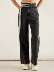 Women Grey Washed High Rise Straight Jeans-SFJEAN0807