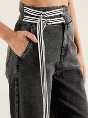 Women Grey Washed High Rise Straight Jeans-SFJEAN0807