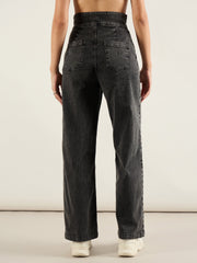 Women Grey Washed High Rise Straight Jeans-SFJEAN0807