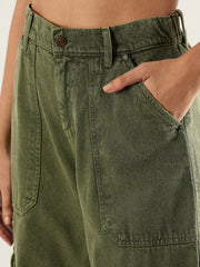 Women Olive High Rise Cargo Pocket Jeans-SFJEAN0811