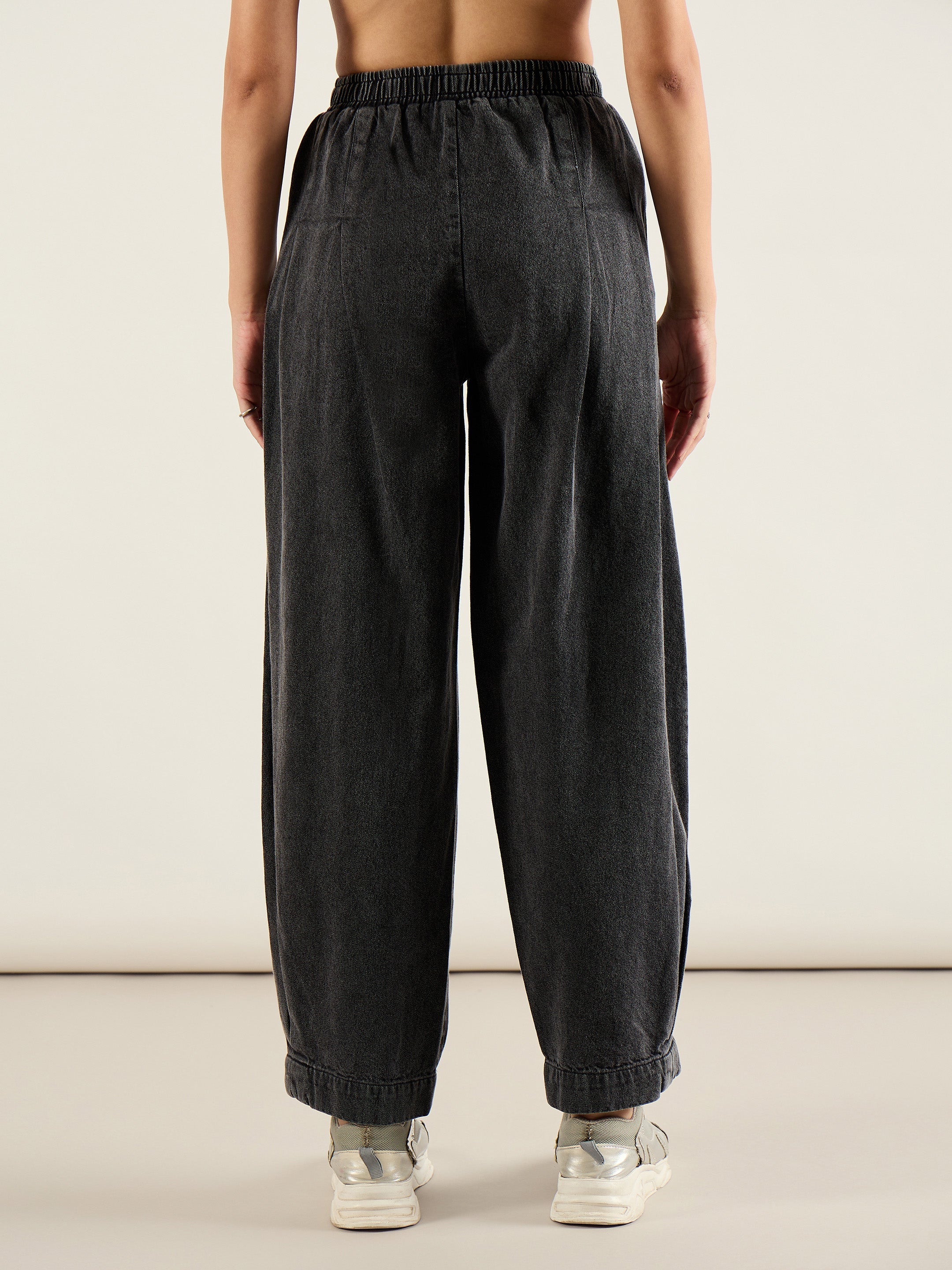 Women Black Washed High Rise Balloon Fit Jeans-SFJEAN0814