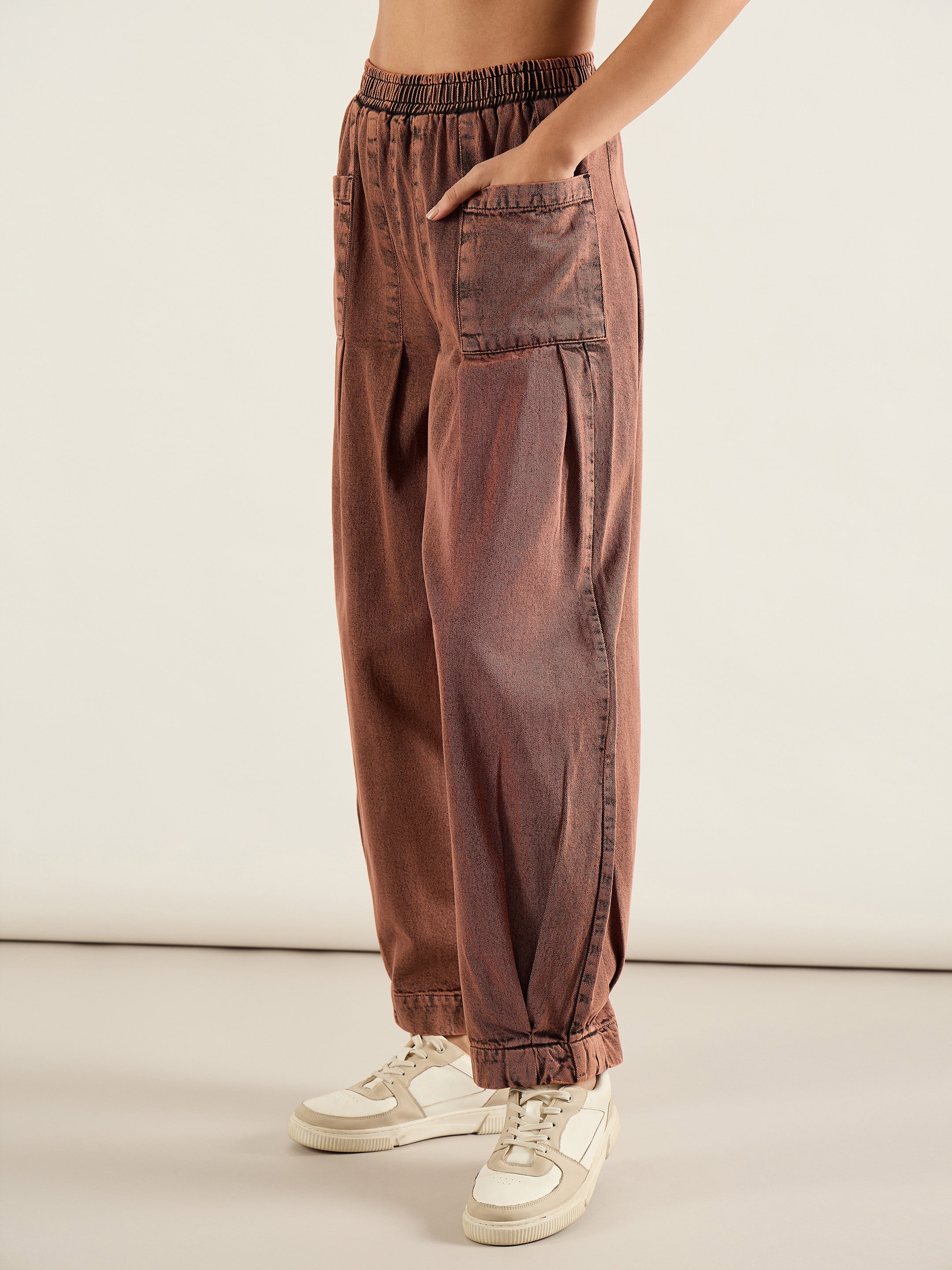Women Rust Acid Washed Balloon Fit Jeans-SFJEAN0815