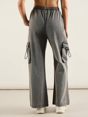 Women Grey Washed Cargo Pocket Jeans-SFJEAN0818