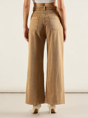 Women Dark Beige High Waist Straight Jeans-SFJEAN0824