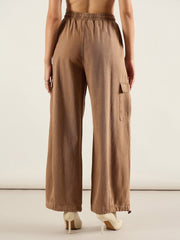 Women Dark Brown Baggy Fit Cargo Jeans-SFJEAN0827
