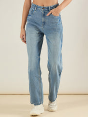 Women Ice Blue Straight Fit Jeans-SFJEAN0838