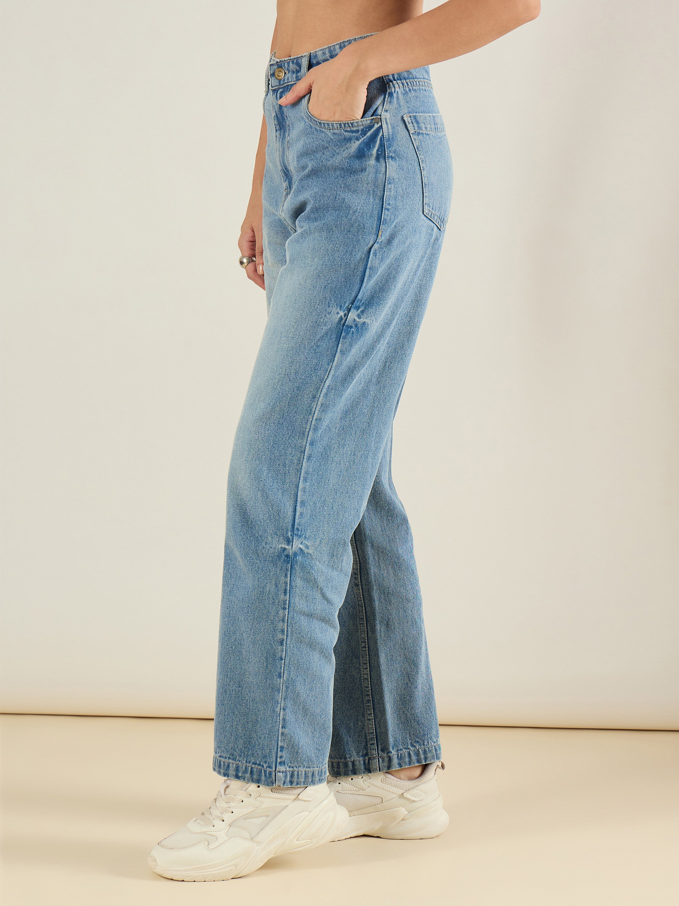 Women Ice Blue Straight Fit Jeans-SFJEAN0838