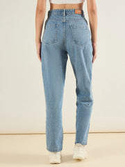 Women Ice Blue Straight Fit Jeans-SFJEAN0838
