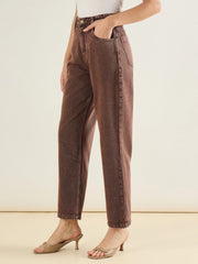 Women Brown Straight Fit Jeans-SFJEAN0839