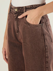 Women Brown Straight Fit Jeans-SFJEAN0839