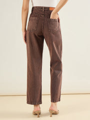 Women Brown Straight Fit Jeans-SFJEAN0839
