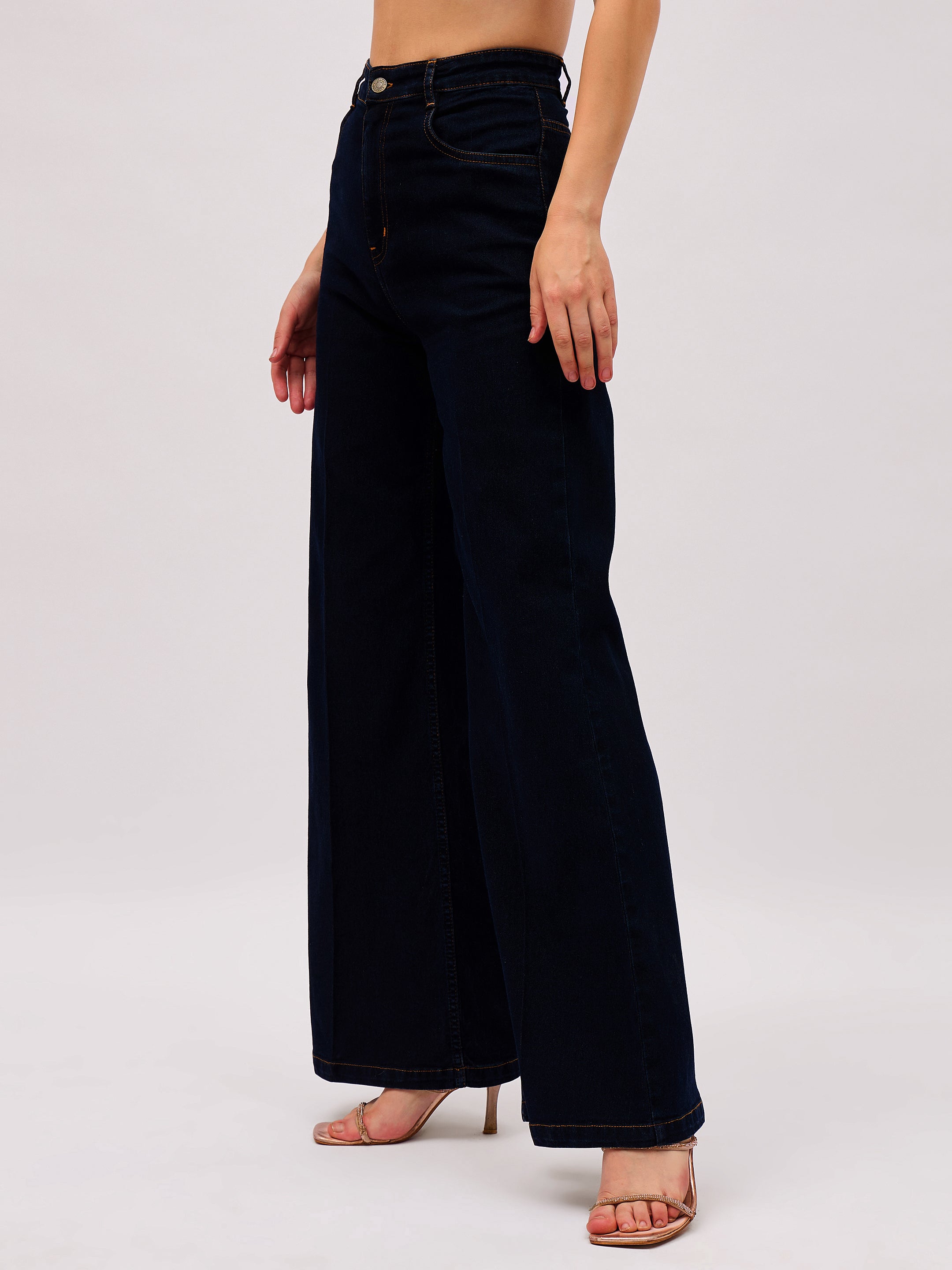 Women Jet Black Denim Front Crease Straight Fit Jeans-SFJEAN0854