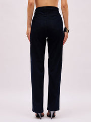 Women Jet Black Denim Front Stud Straight Fit Jeans-SFJEAN0856