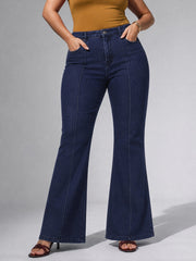 Women Navy Denim Bell Bottom Jeans