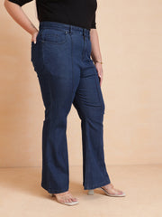 Women Navy Denim Bell Bottom Jeans