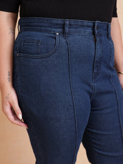 Women Navy Denim Bell Bottom Jeans