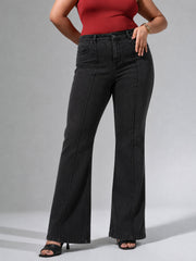 Women Black Wash Denim Bell Bottom Jeans