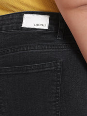 Women Black Wash Denim Bell Bottom Jeans