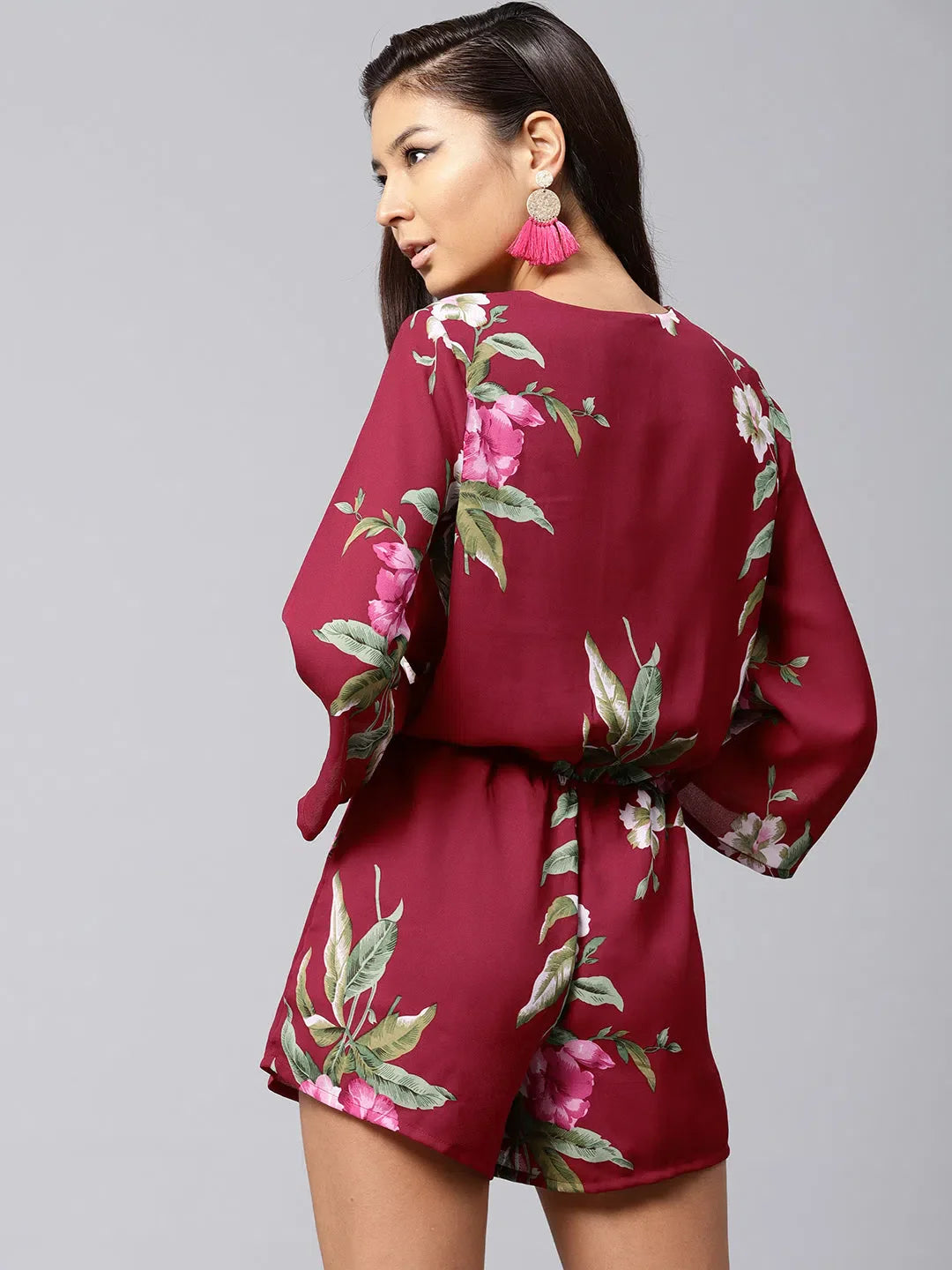 Printed Maroon Jumpsuit & Sets | Women's Romper