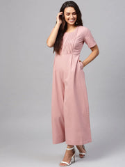 Women Solid Pink Jumpsuits & Sets