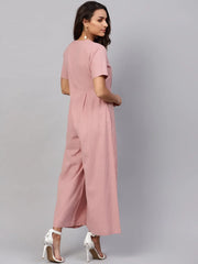 Women Solid Pink Jumpsuits & Sets